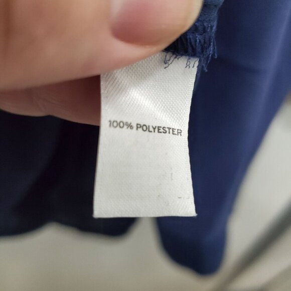 Leith Women's Blue Colorblock Polyester Liquid Knit Long Sleeve Button Up Top M - Picture 4 of 5